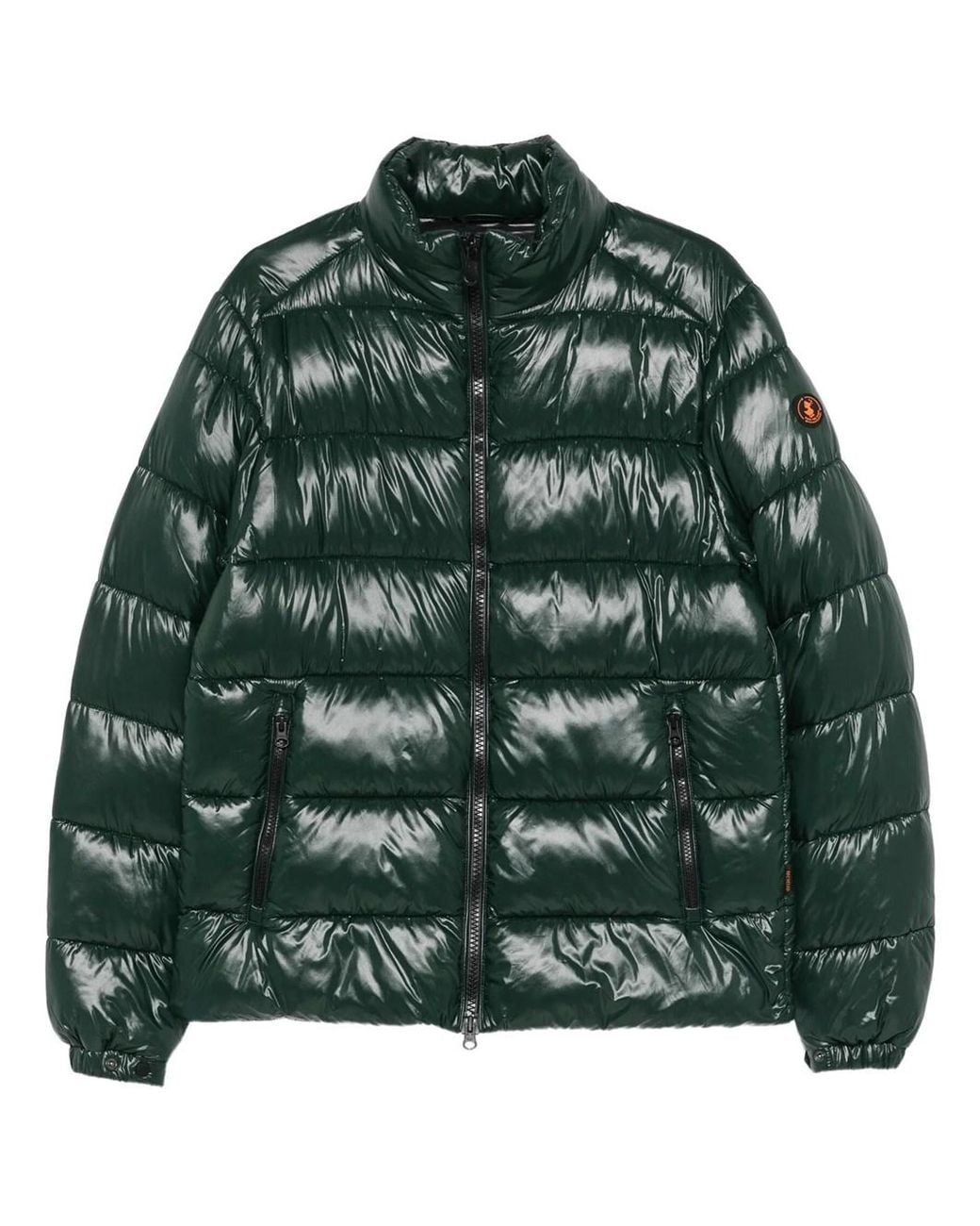 Save The Duck Green Jobim Padded Jacket With Lacquered Finish for men