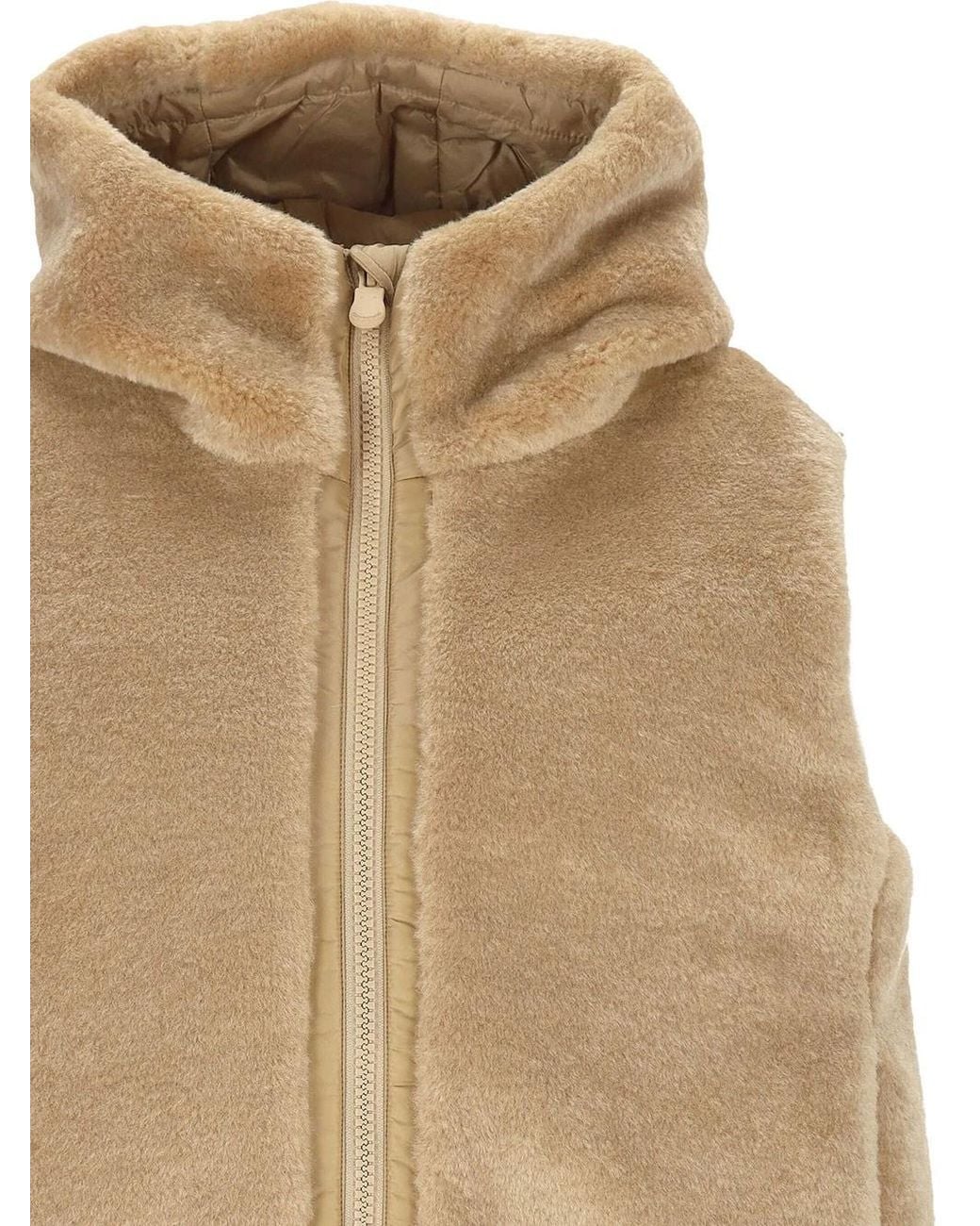 Save The Duck Natural Cassandra Quilted Faux Fur Vest