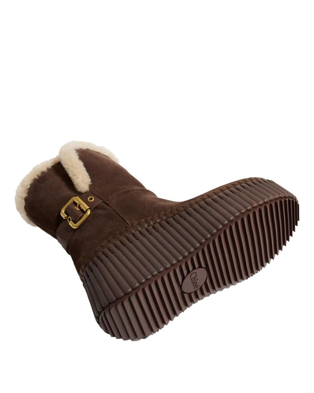 Chloé Brown Nama Suede Ankle Boots With Shearling Lining