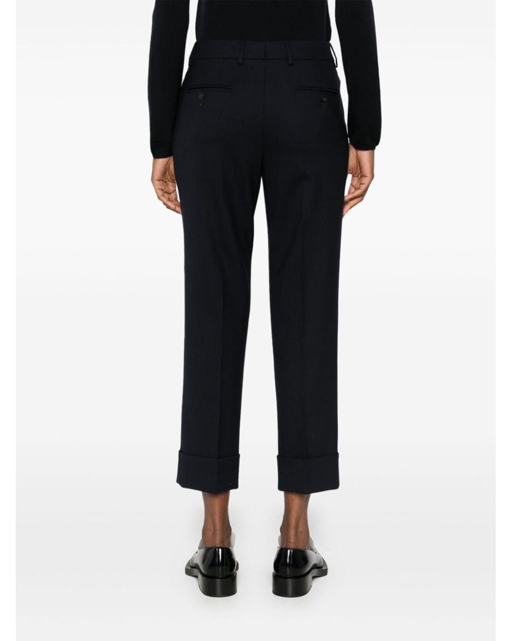 Incotex Blue Tapered Wool Trousers