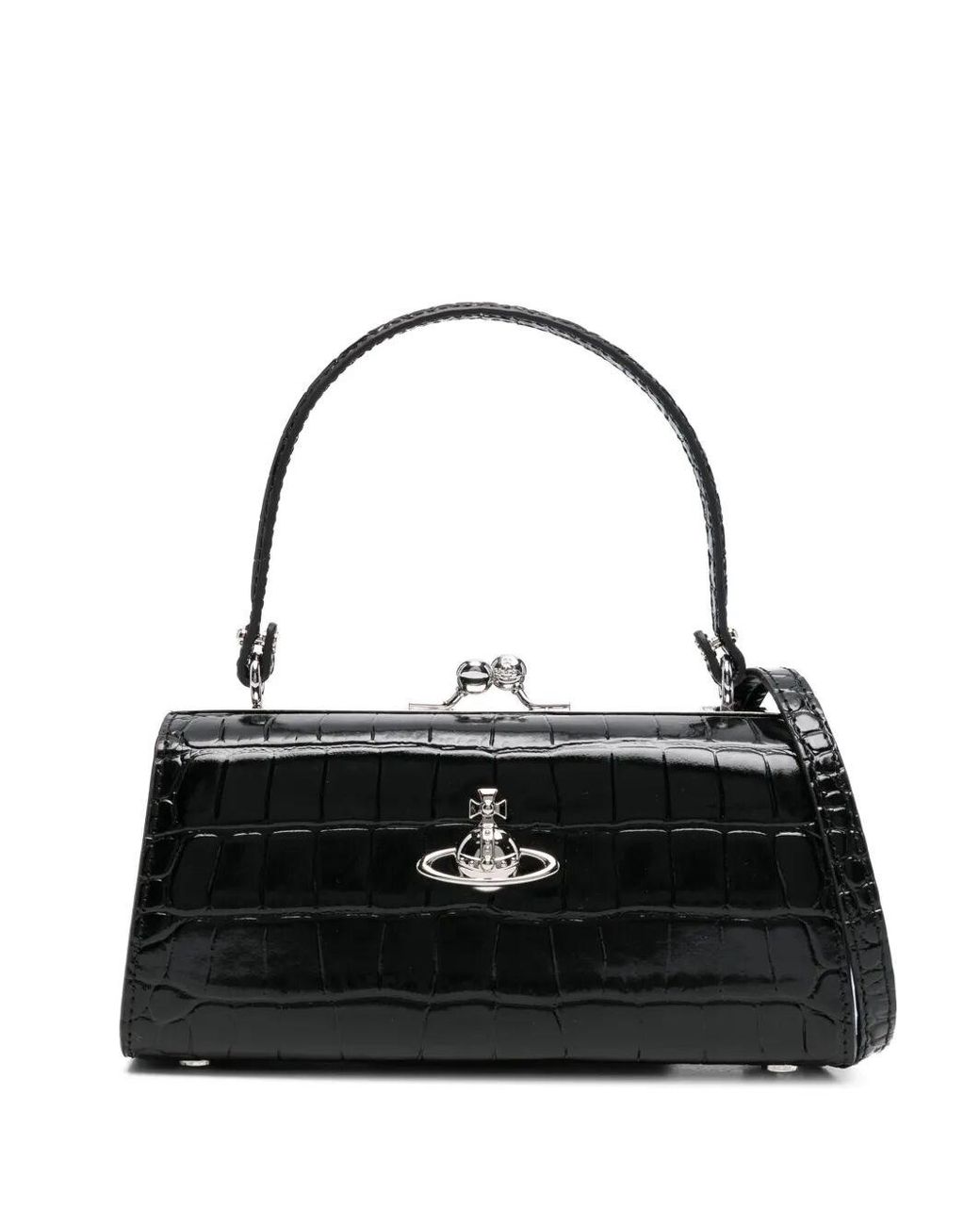 Vivienne Westwood Black Doll Xl Bag Crocodile Effect