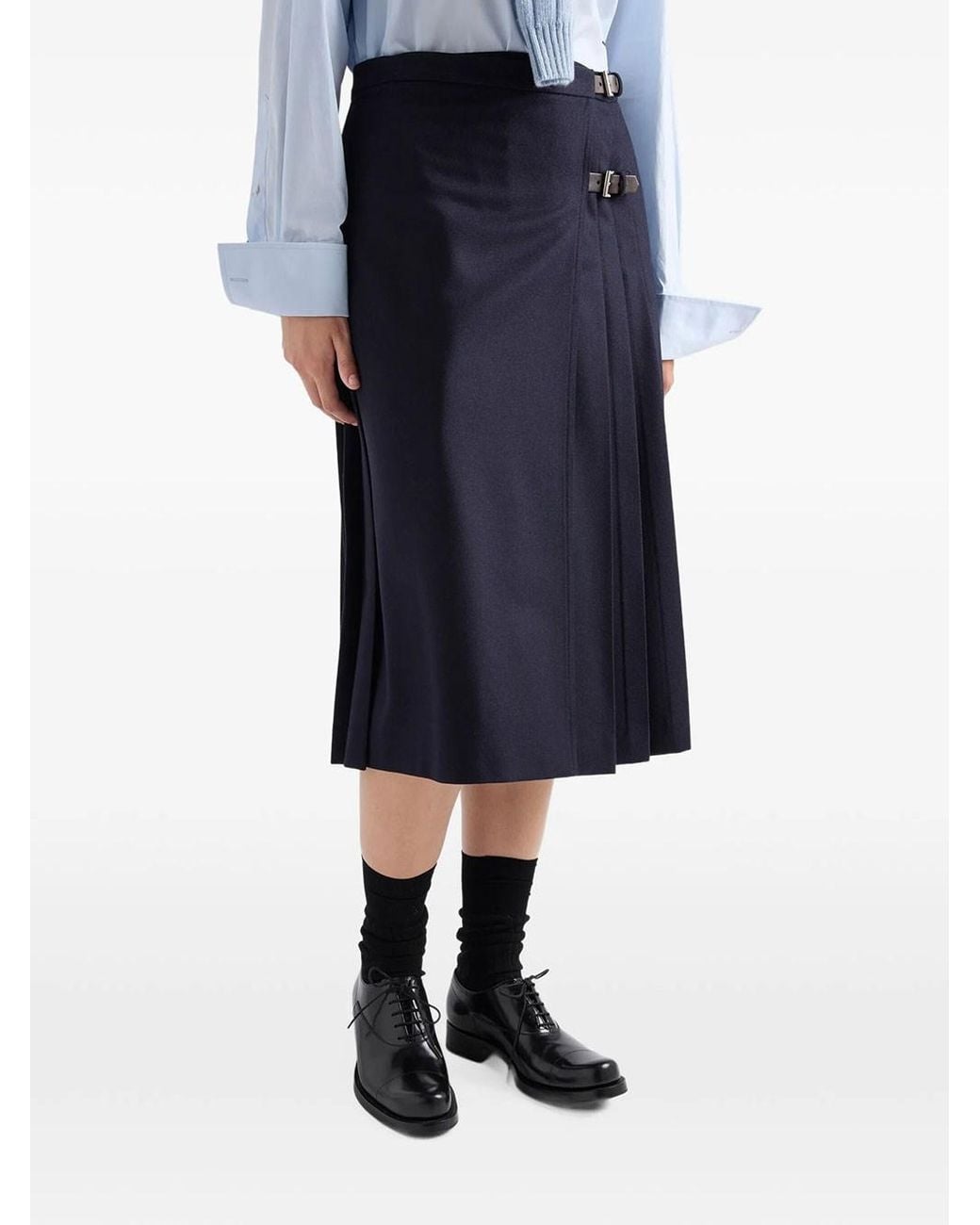 Prada Blue Re-Wool Midi Skirt