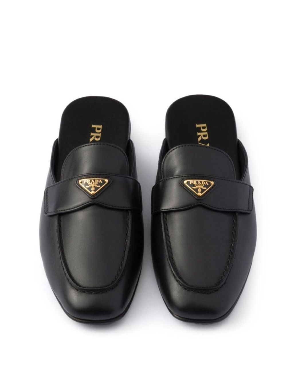 サンダル・ミュール PRADA BLACK LEATHER MULES Prada レザーミュール | ブラック | FARFETCH JP