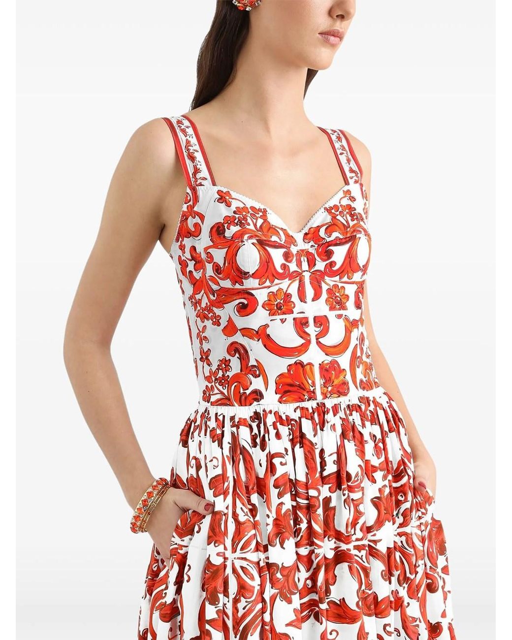 Dolce & Gabbana Red Dolce & Gabbana Abito Lungo