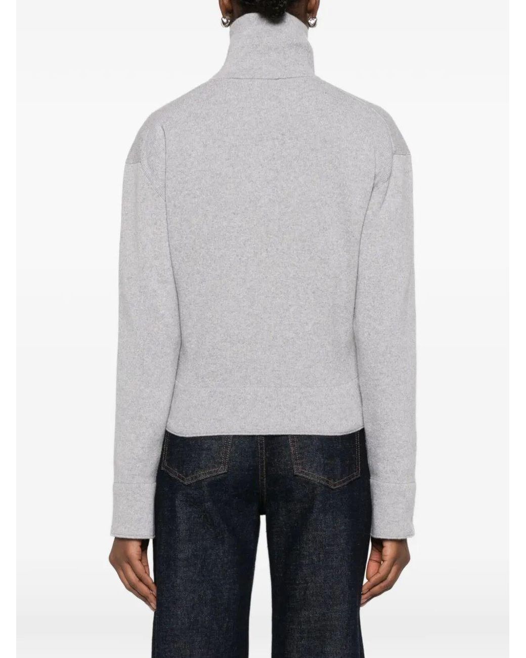 Victoria Beckham Gray Half-Zip Milano Wool Blend Jumper
