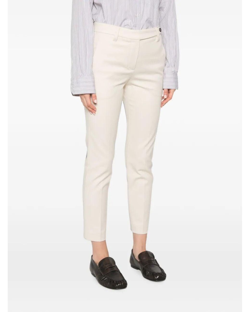 Brunello Cucinelli White Tapered Leg Cotton Trousers