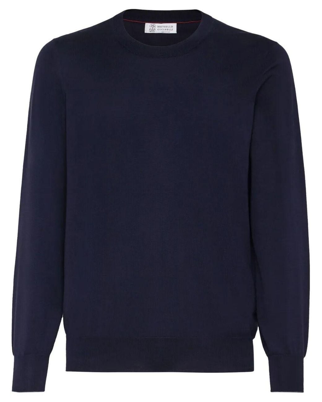 Brunello Cucinelli Blue Lightweight Cotton Crewneck Sweater for men