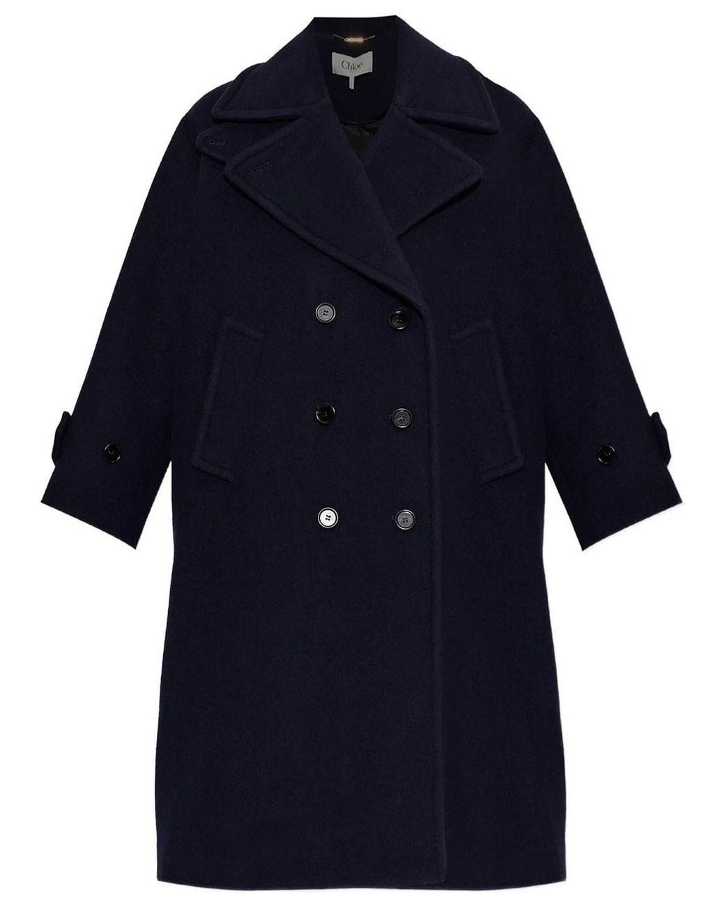 Chloé Blue Oversized Double-breasted Long Wool Coat