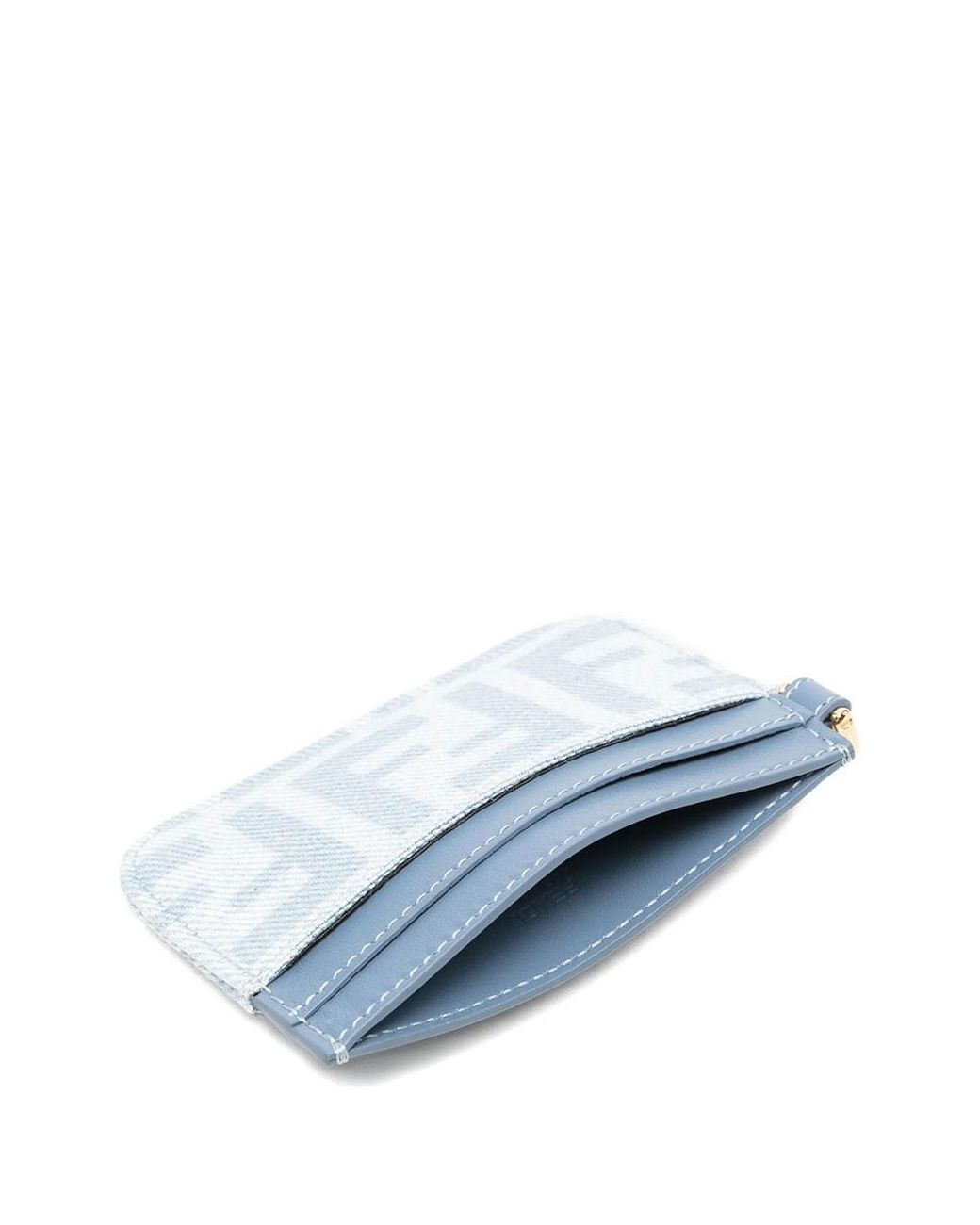 Fendi Blue Baguette Ff Denim Flat Card Case