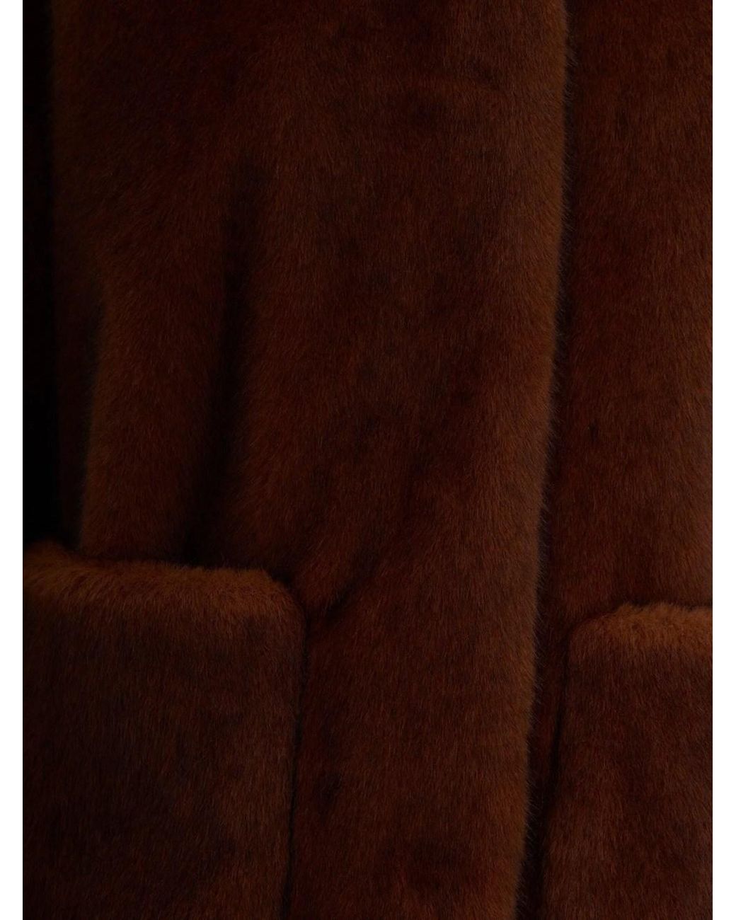 Herno Brown Faux-Fur Patch-Pocket Short Coat