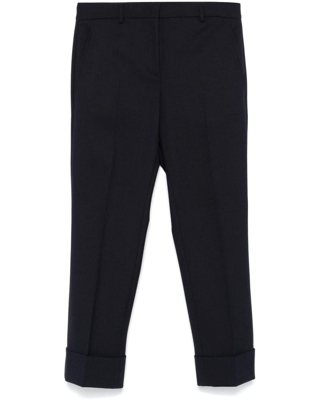 Incotex Blue Tapered Wool Trousers