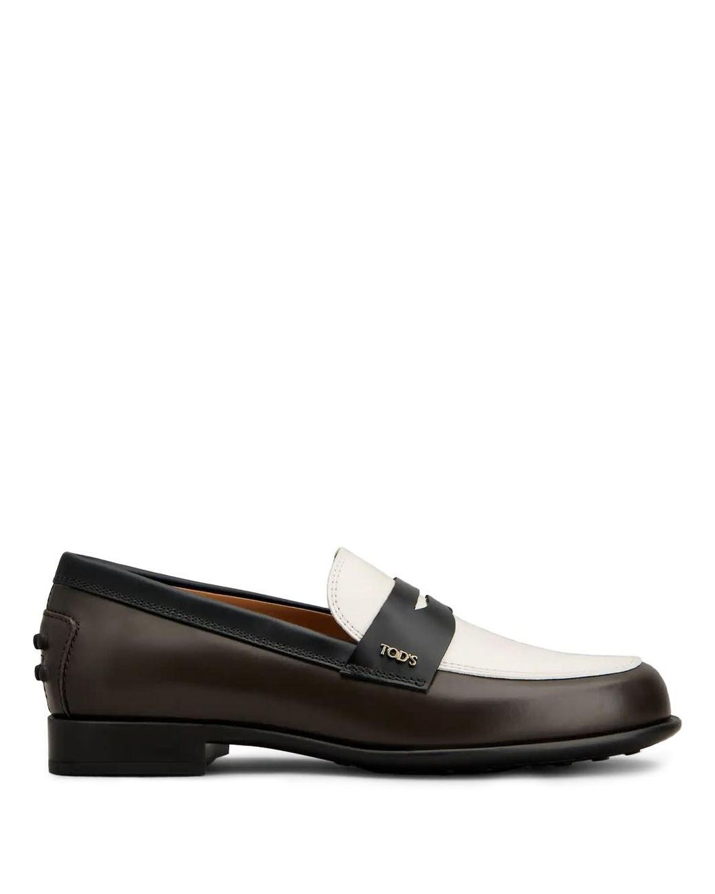 Tod's Black Two-Tone Calfskin Leather Loafers