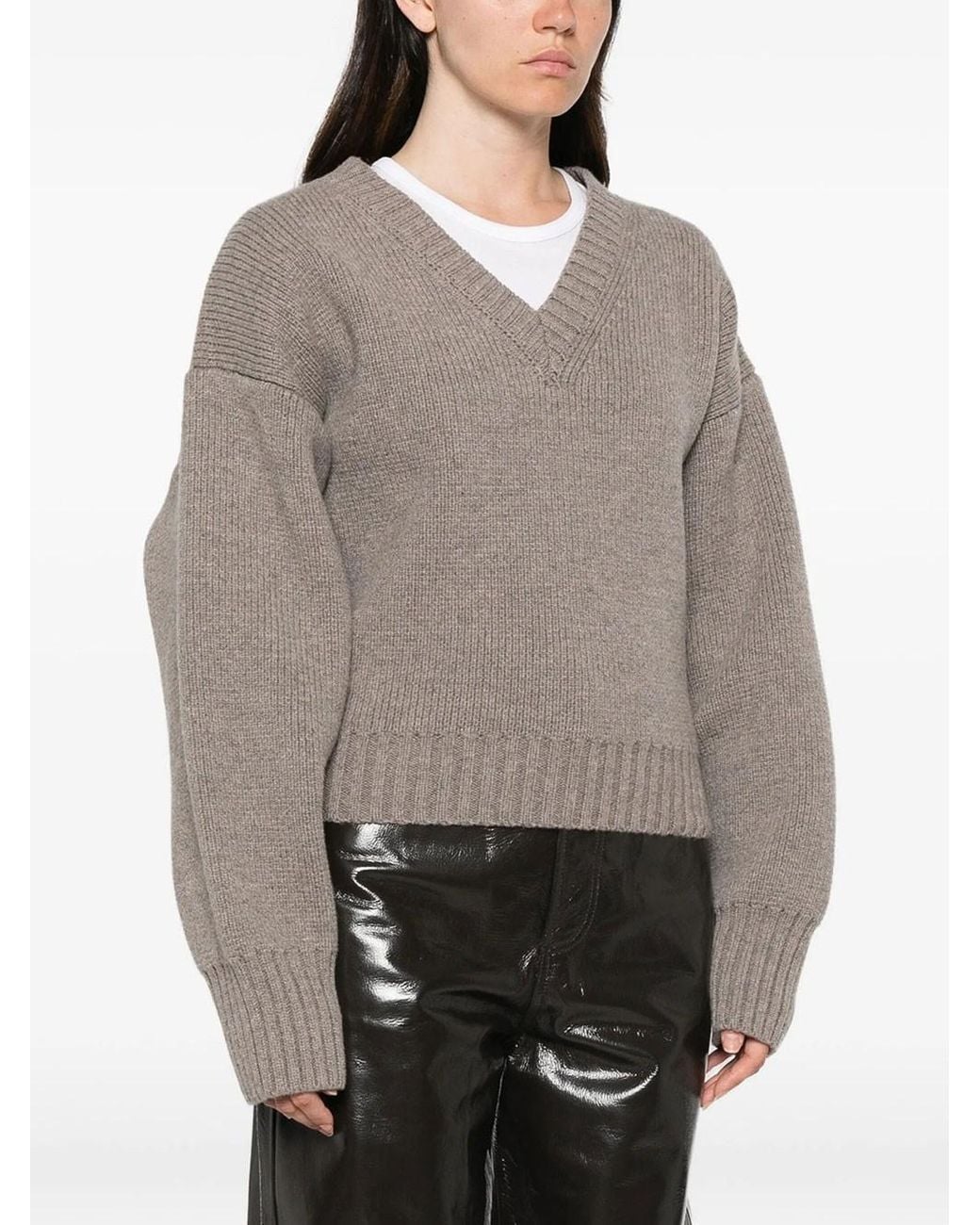 Rohe Brown Sculptural V-Neck Sweater