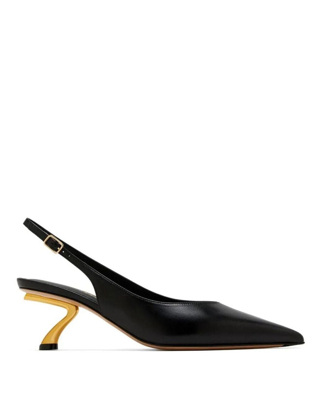 Ferragamo Black Cleya 55 S-Shaped Leather Slingback