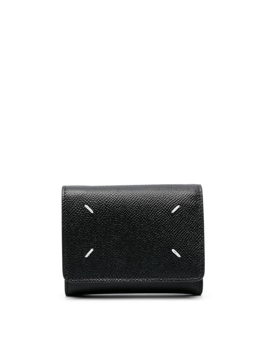 Maison Margiela Black Tri-Fold Leather Wallet for men