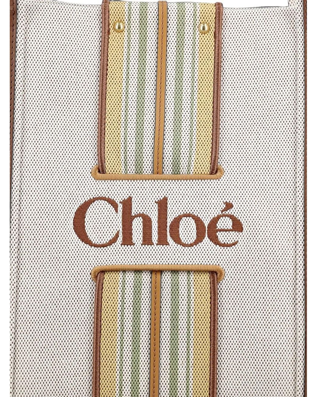 Chloé White Tote Bag "Woody Loop"
