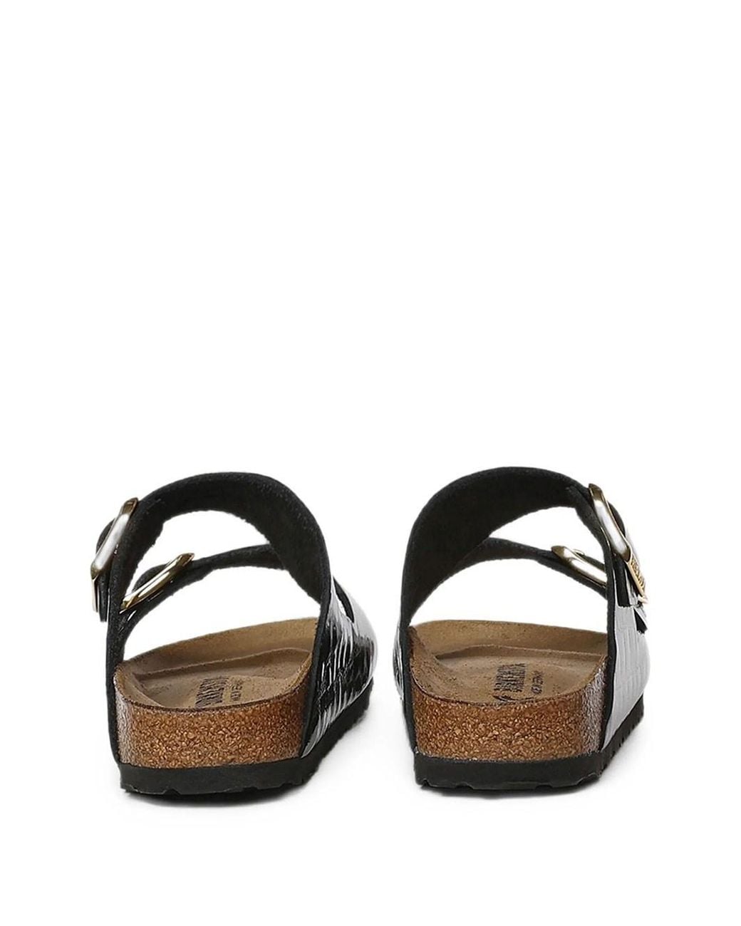 Birkenstock Black Arizona Crocodile-Print Embossed Natural Leather Sandals