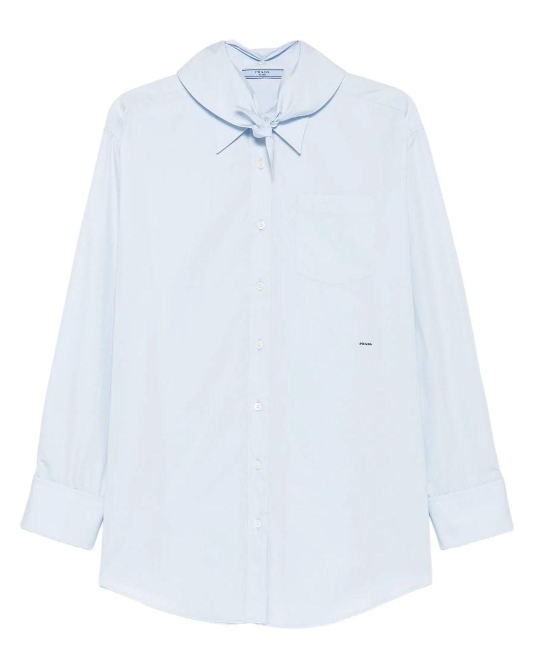 Prada White Poplin Shirt With Knot Detail