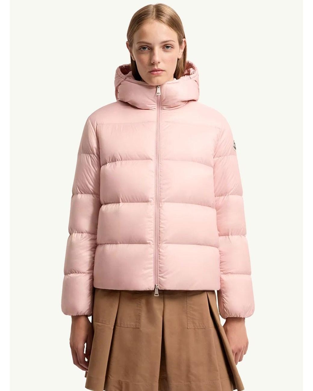 Moncler Pink Piumino Corto Feligule Con Cappuccio