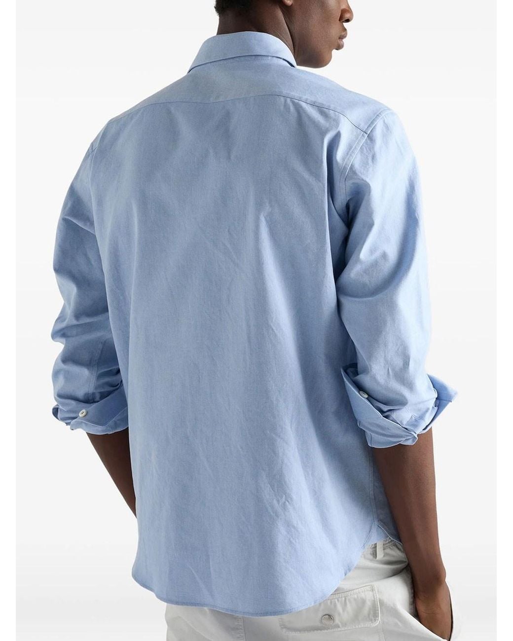 Prada Blue Classic Fit Cotton Shirt for men