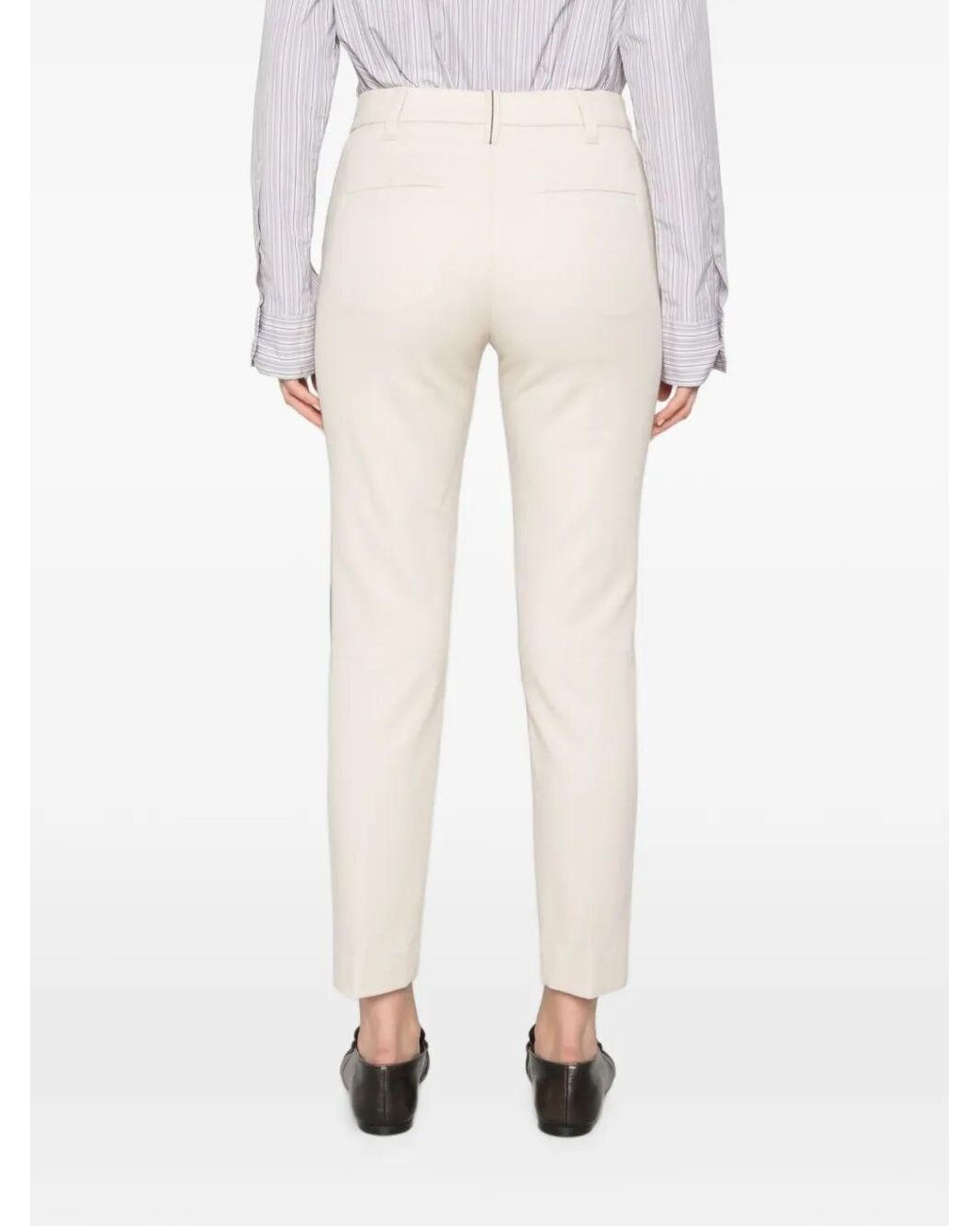 Brunello Cucinelli White Tapered Leg Cotton Trousers