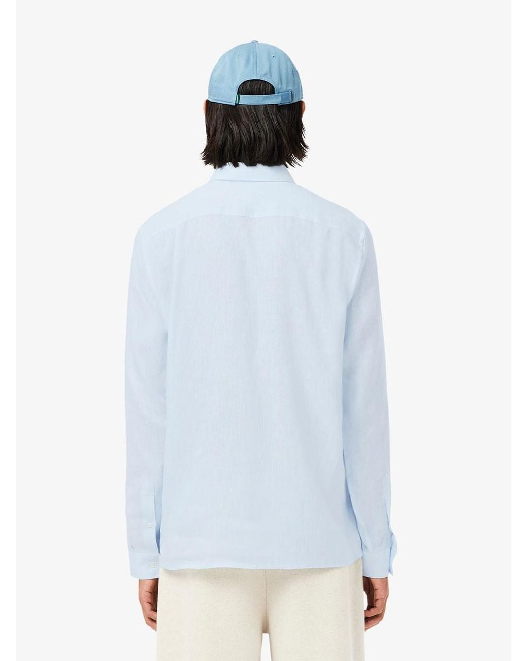 Lacoste Blue Regular-Fit Linen Shirt for men