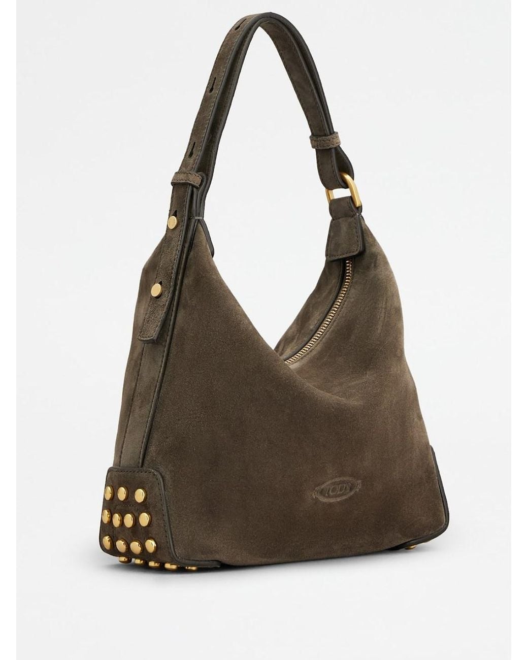 Tod's Brown Metal Dots Mini Suede Bag