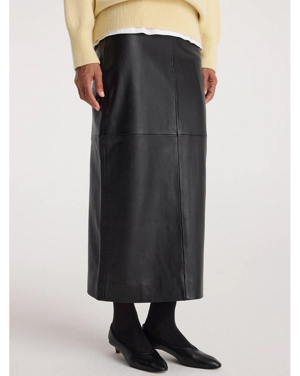 Rohe Black Leather Pencil Skirt