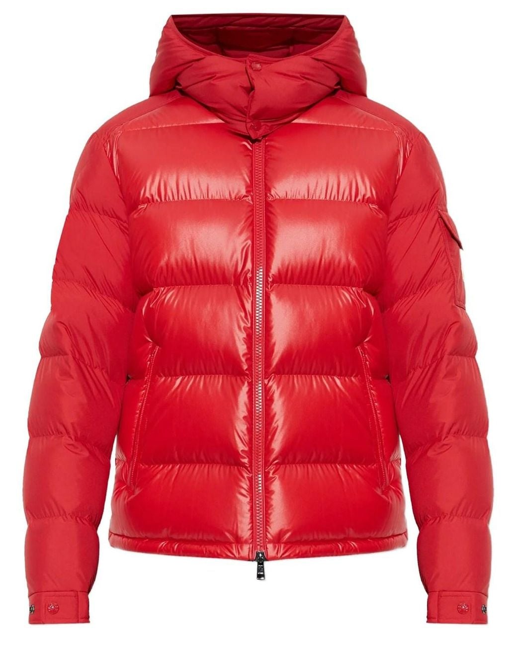 Moncler Red Piumino Corto Maya Con Cappuccio for men