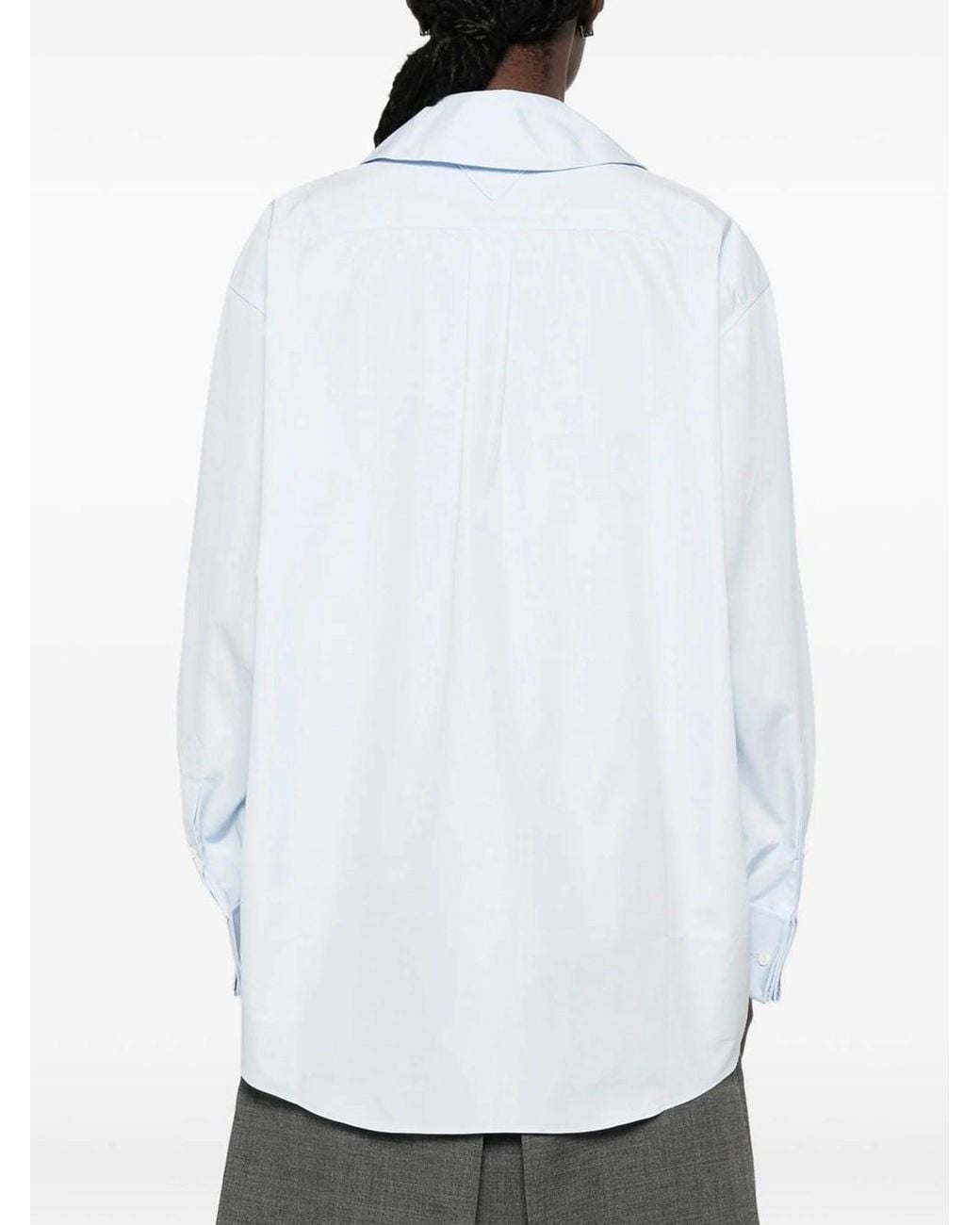 Prada White Poplin Shirt With Knot Detail
