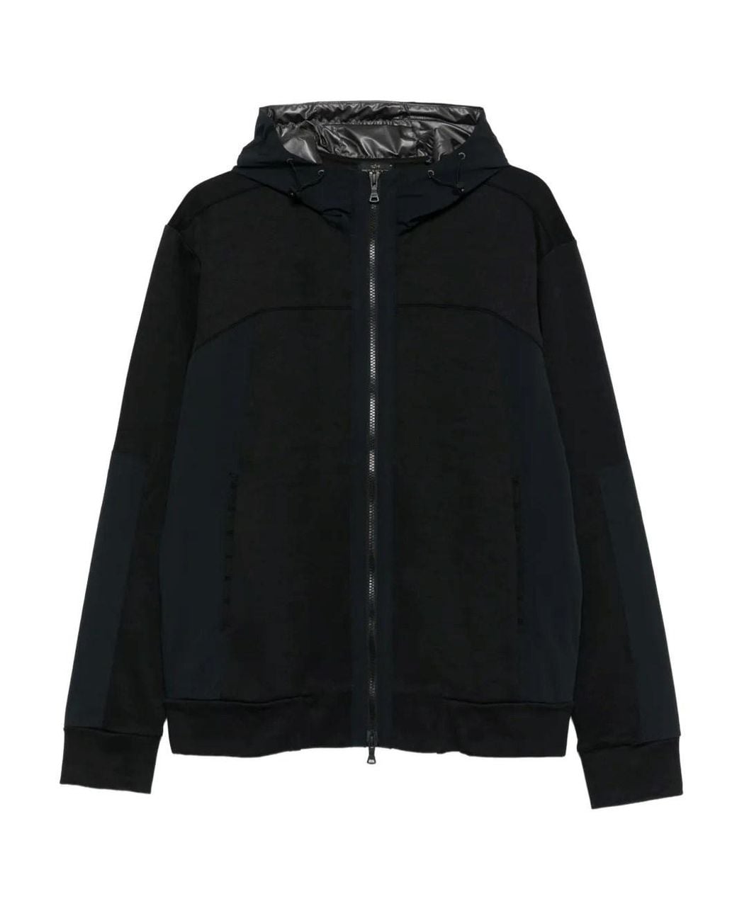 Paul & Shark Black Paul & Shark Cotton And Nylon Zip-Up Hoodie for men