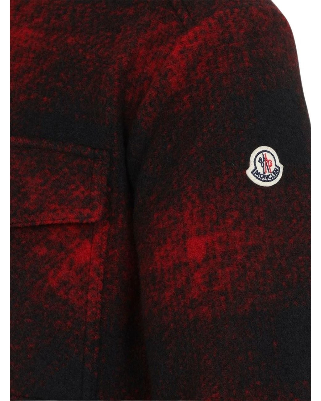 Moncler Red Overshirt With Zip Check Pattern for men