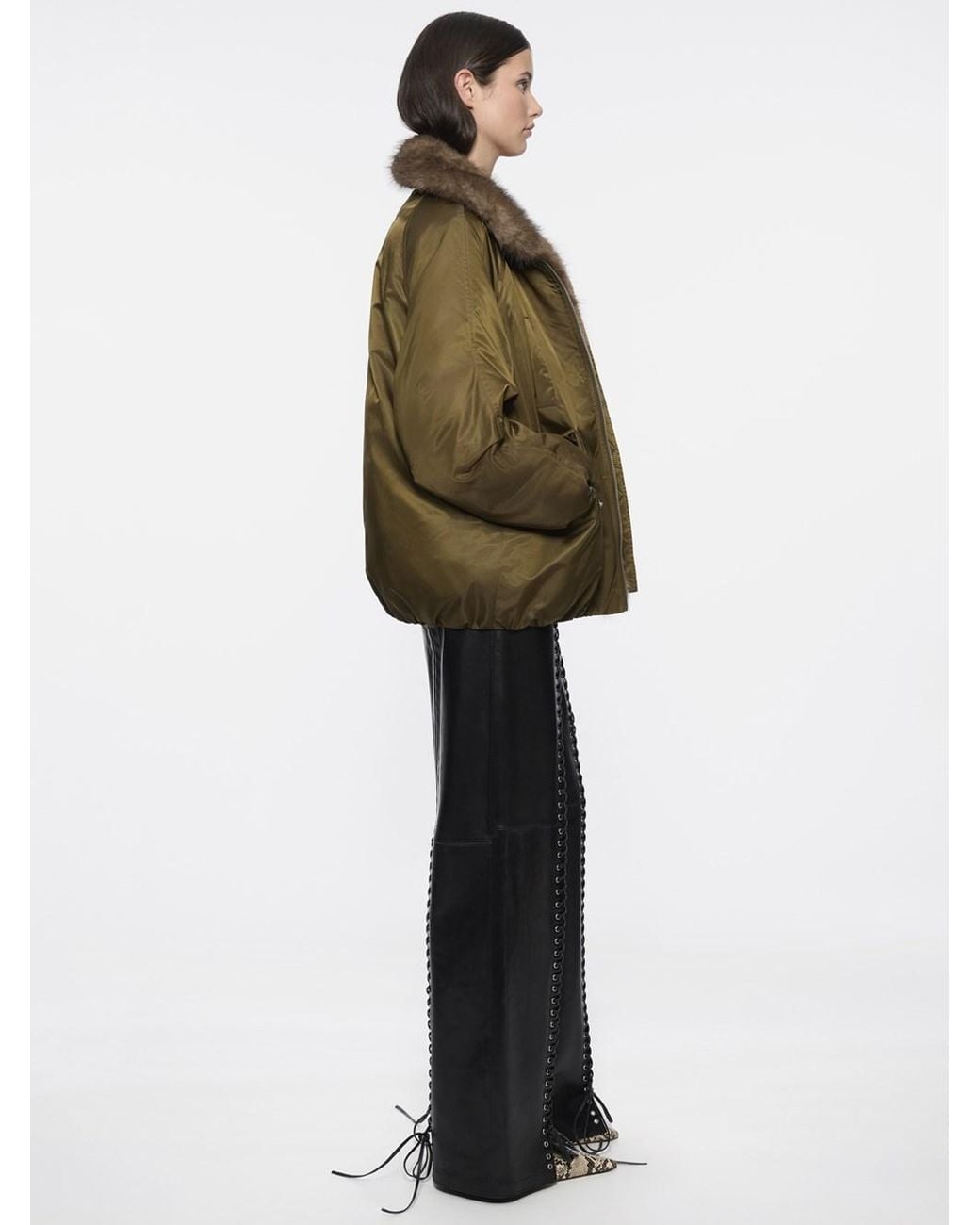 Stand Studio Green Thilda Shiny Nylon Jacket