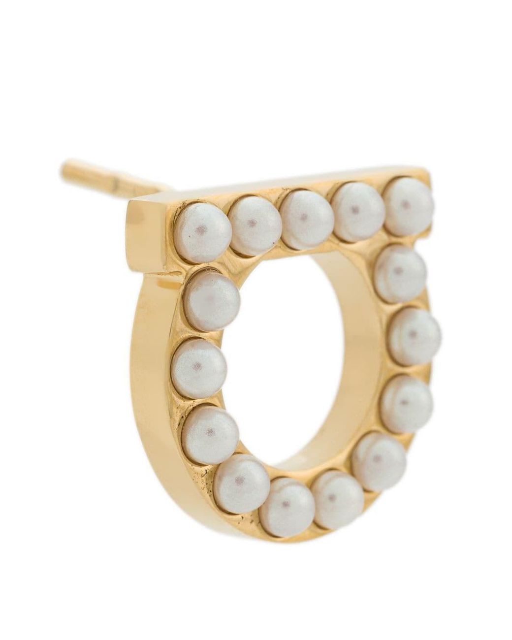 Ferragamo White Gancini Pearls Earrings