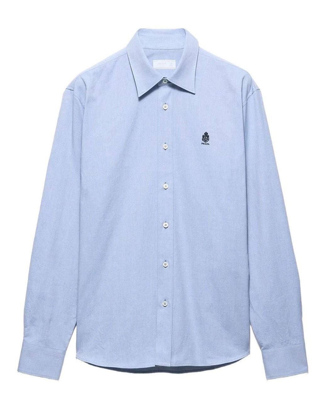 Prada Blue Classic Fit Cotton Shirt for men