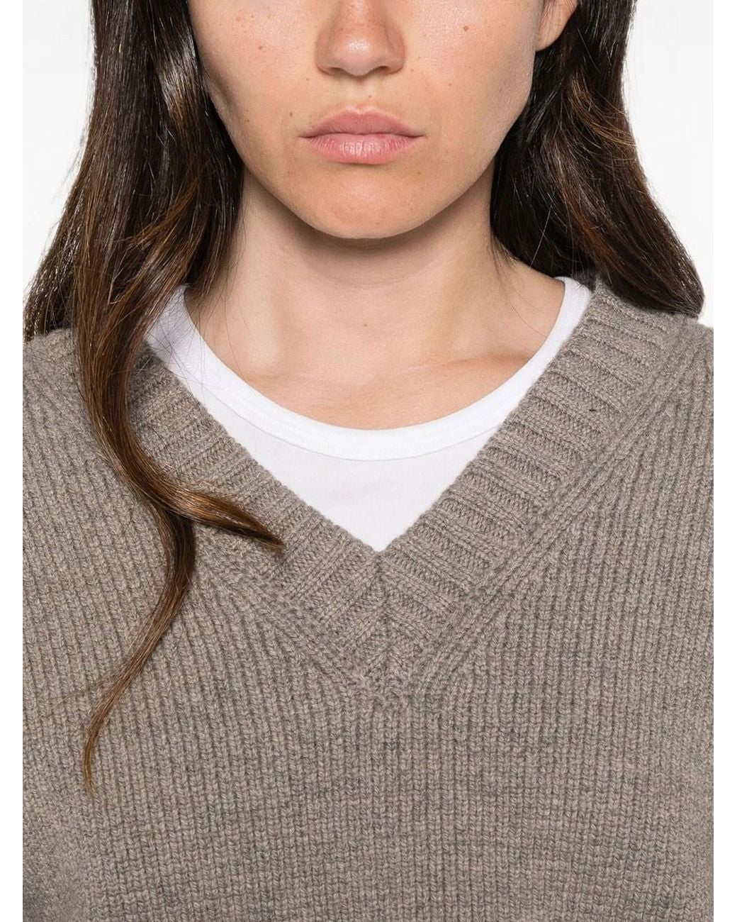 Rohe Brown Sculptural V-Neck Sweater