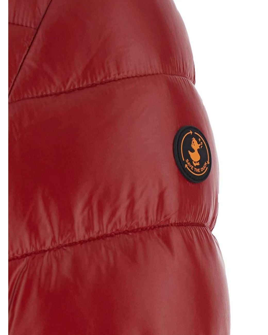 Save The Duck Red Cosmary Lacquer-effect Down Jacket