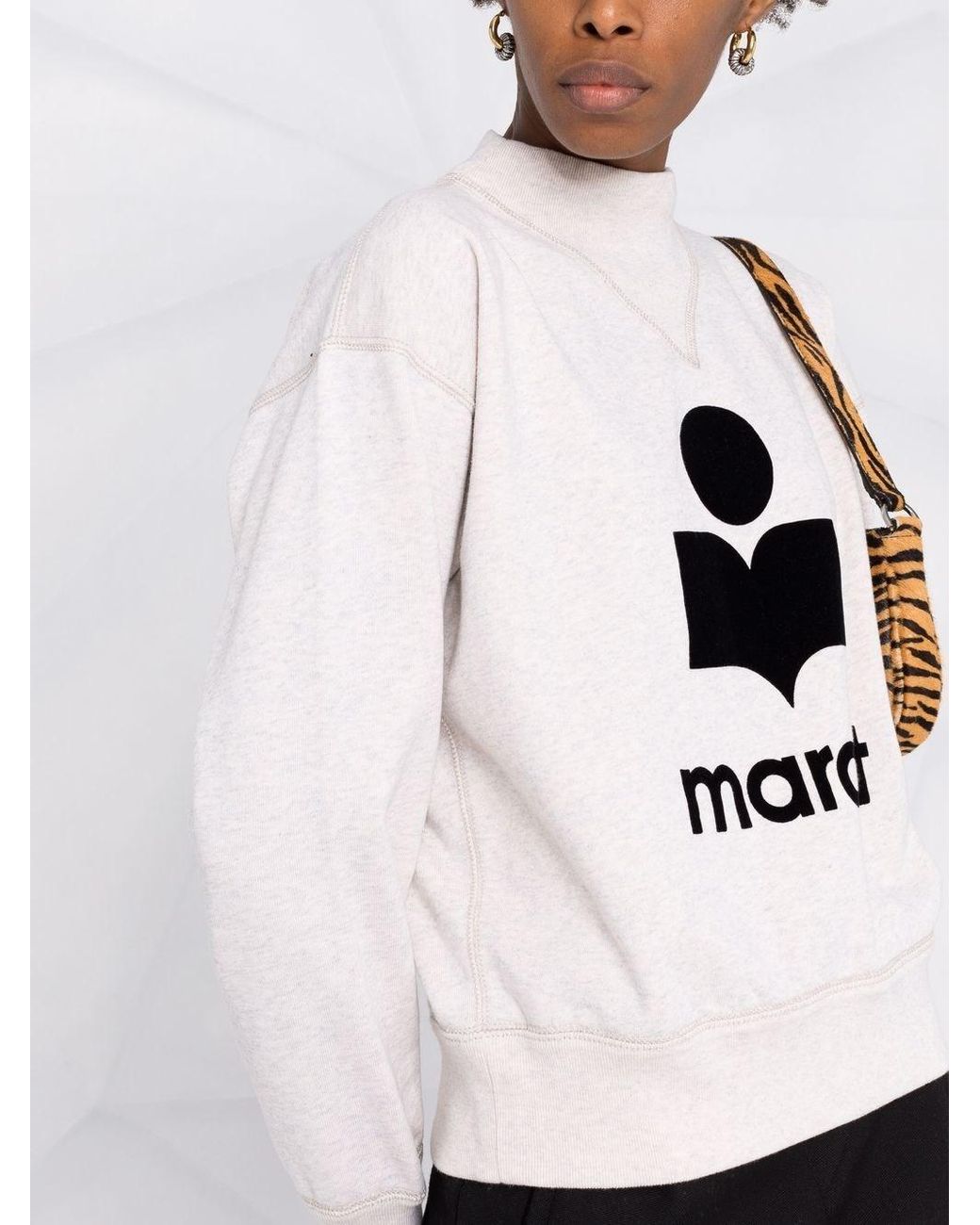 Isabel Marant Natural Moby Flockedlogo Sweatshirt