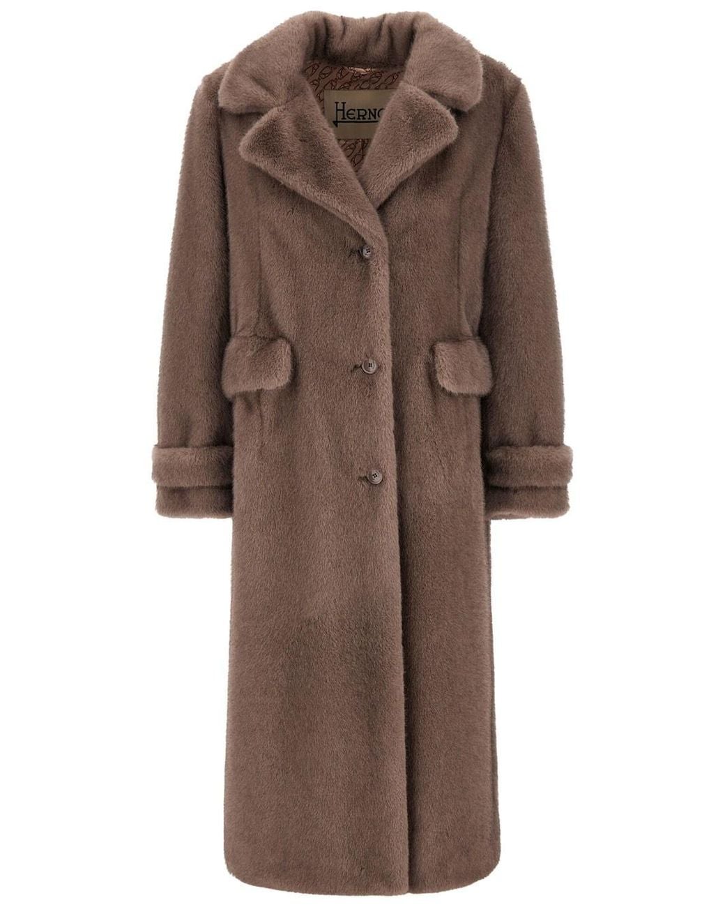 Herno Brown Melange Alternative Mink Fur Coat