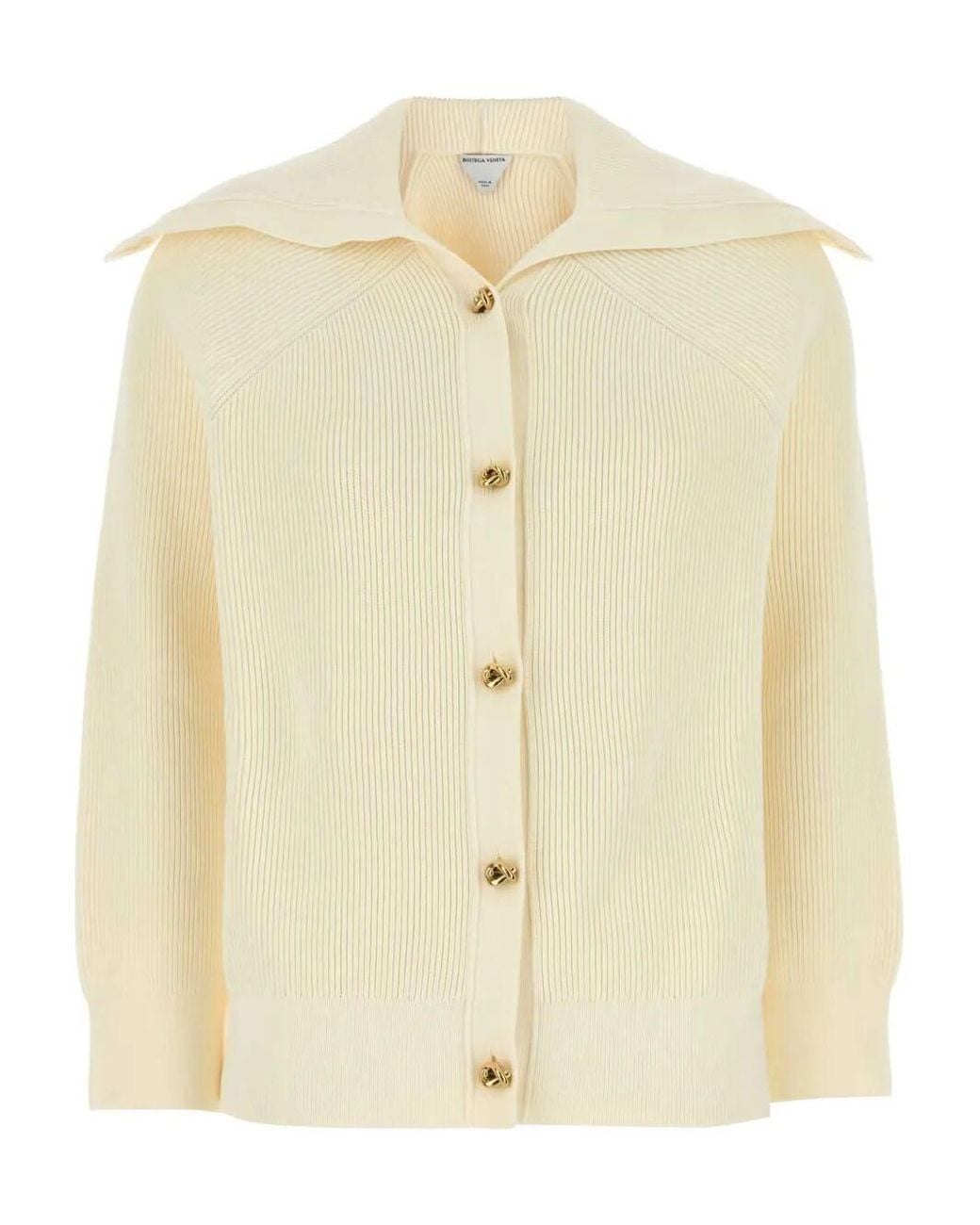 Bottega Veneta Natural Ribbed Cotton Cardigan