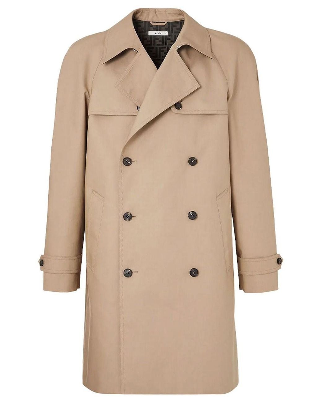 Fendi Natural Mackintosh Fabric Trench Coat for men