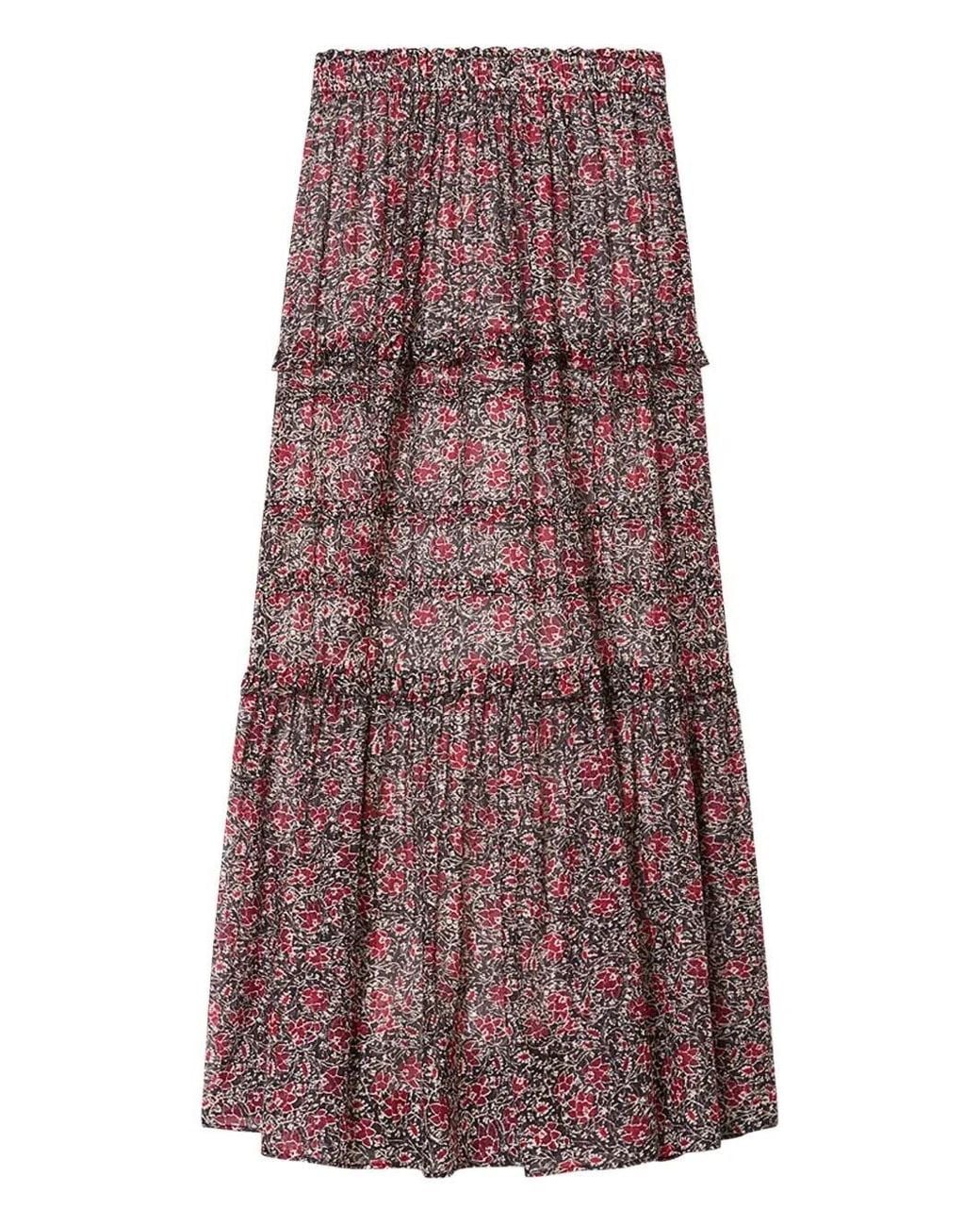 Isabel Marant Purple Isabel Marant Etoile Volomia Cotton Voile Floral Print Skirt