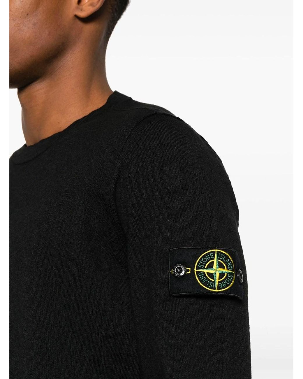 Stone Island Black Pullover With Logo for men