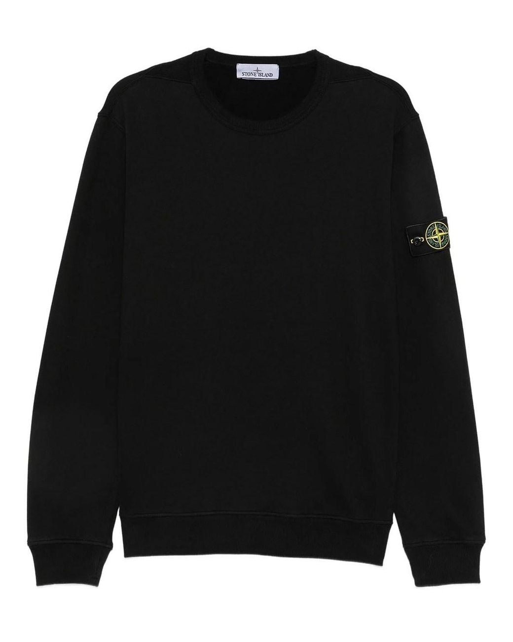 Stone Island Black Crewneck Sweatshirt With Distinctive Patch Logo for men