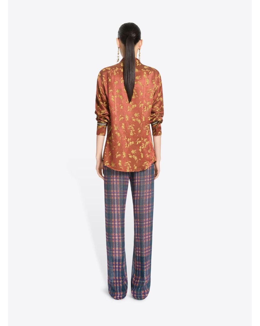 Dries Van Noten Orange Camicia Jacquard Floreale