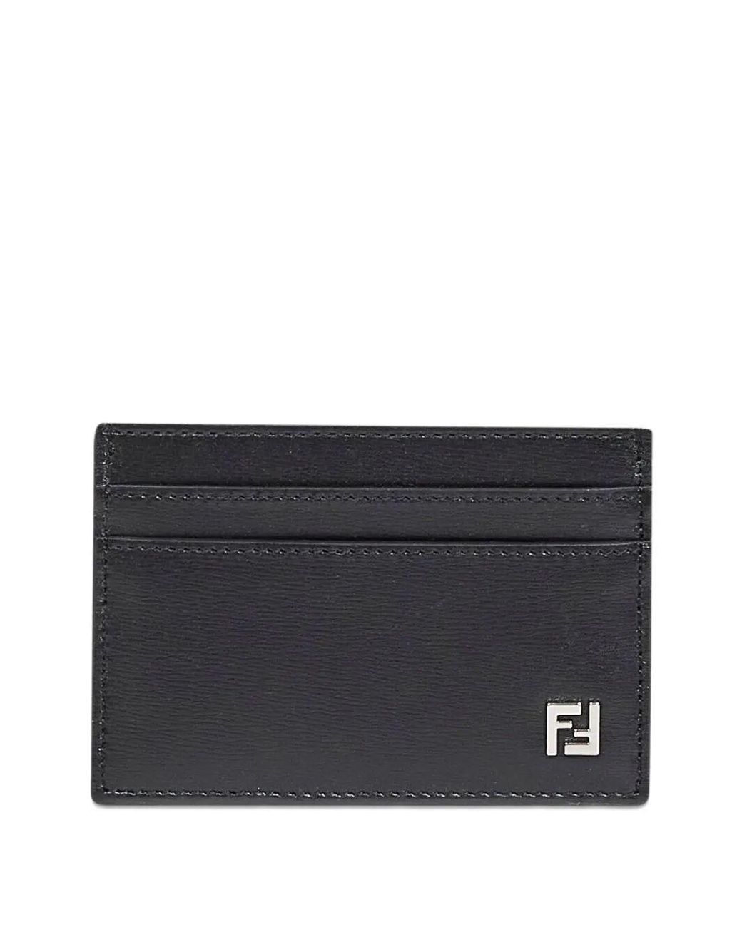 Fendi Black Squared Ff Leather Wallet for men