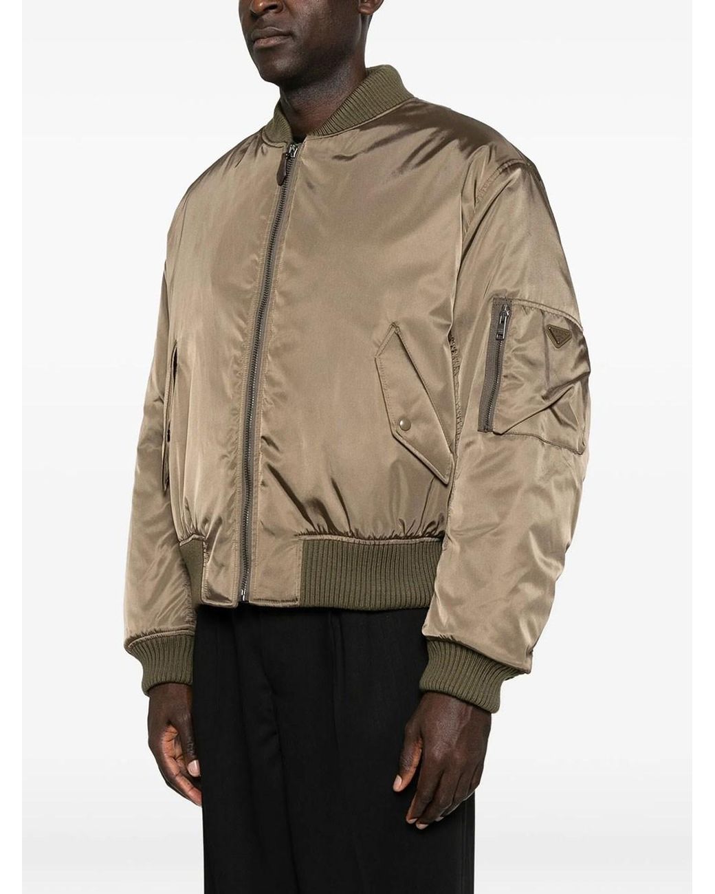 Prada Brown Re-Nylon Bomber Jacket for men