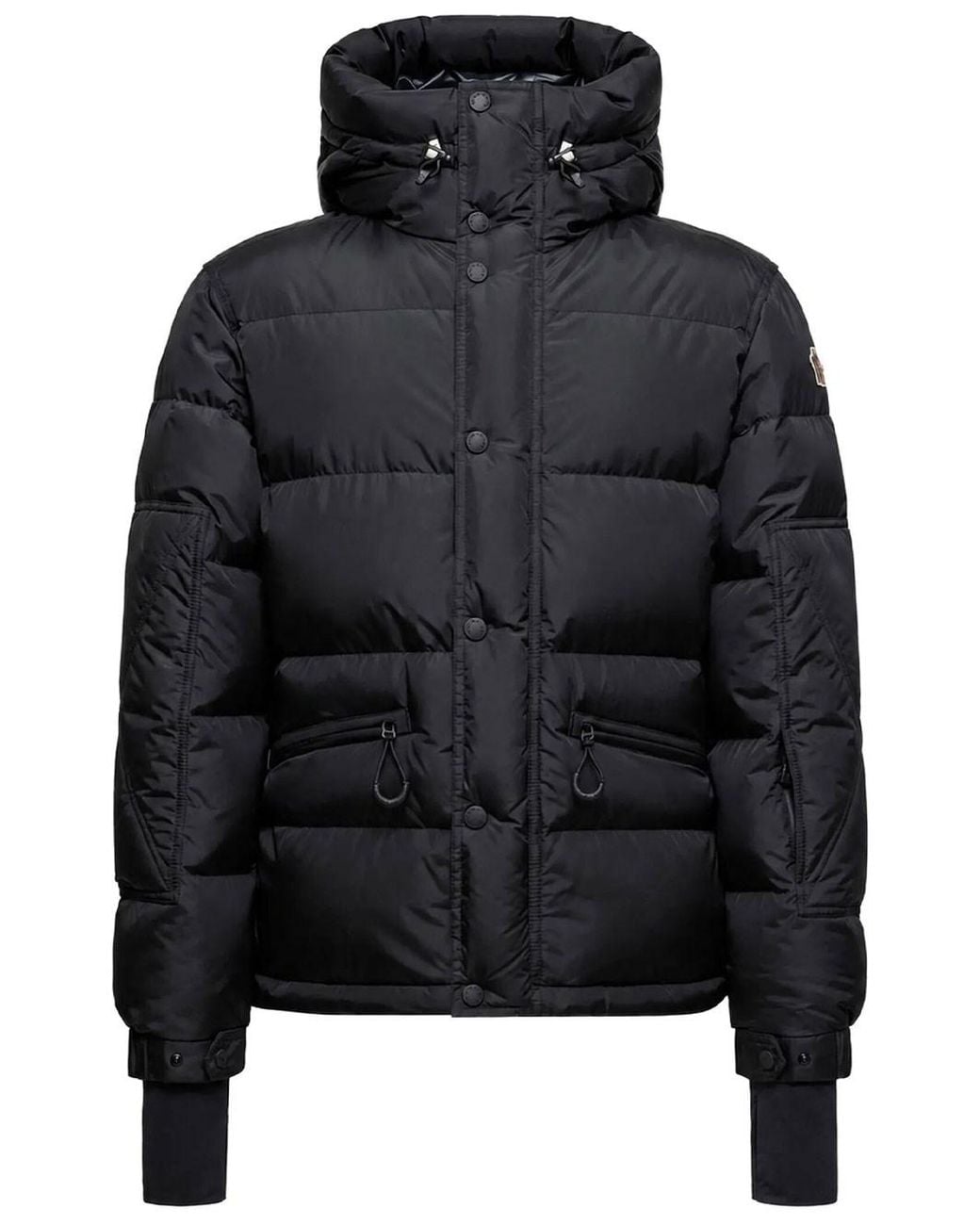 Moncler Black Water-Repellent Down Ski Jacket With Powder Skirt, Adjustable Hood & Ripstop Lining for men