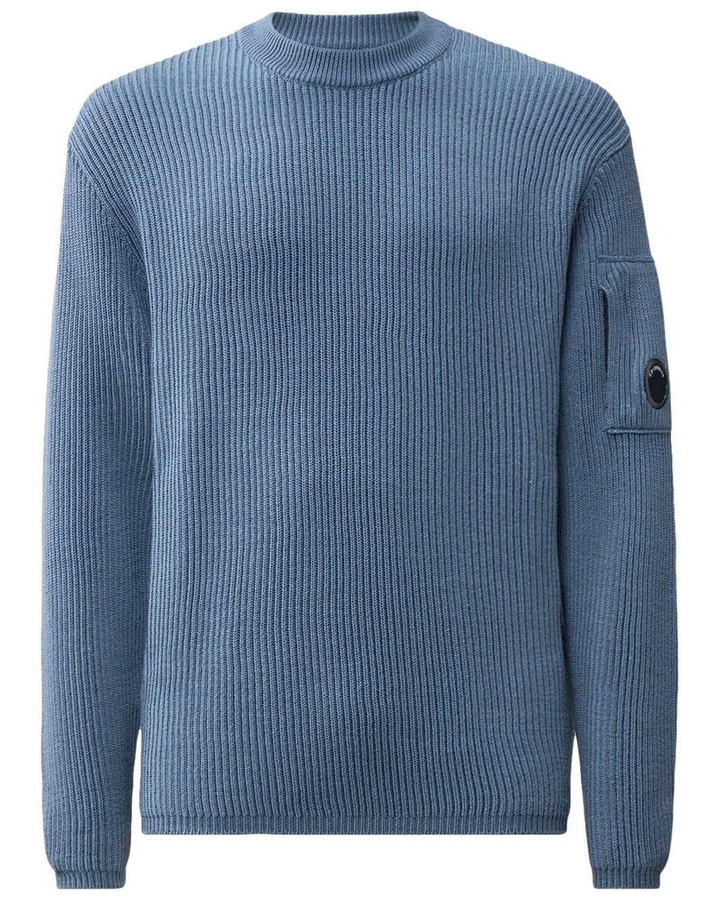 C P Company Blue Lens Crewneck Sweater for men