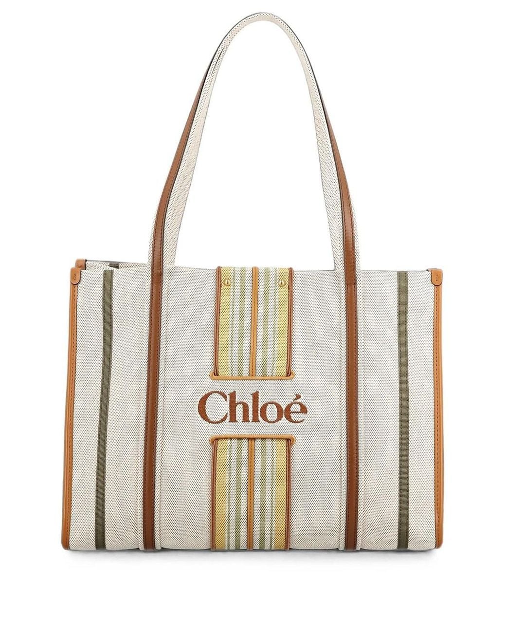 Chloé White Tote Bag "Woody Loop"